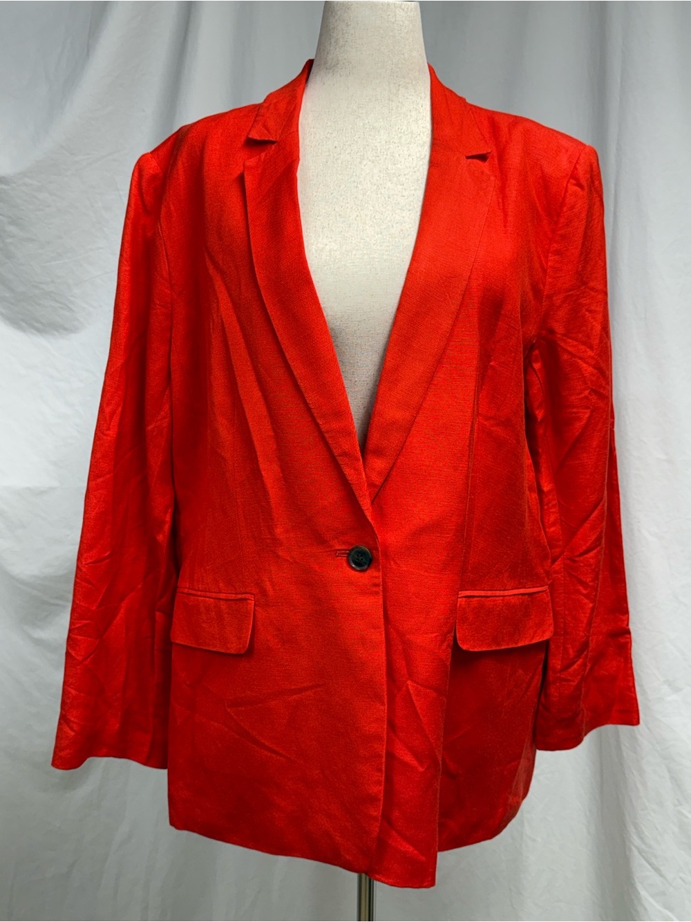 LOFT Single Button Linen Blend Red Blazer